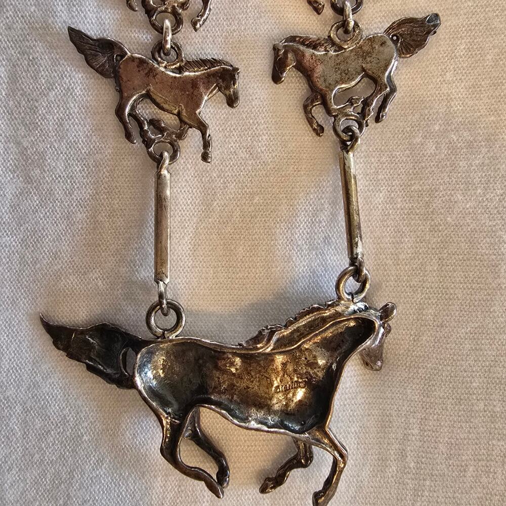 Vintage Glen & Irene Sandoval Wild Running Horse necklace925 - Picture 4 of 8